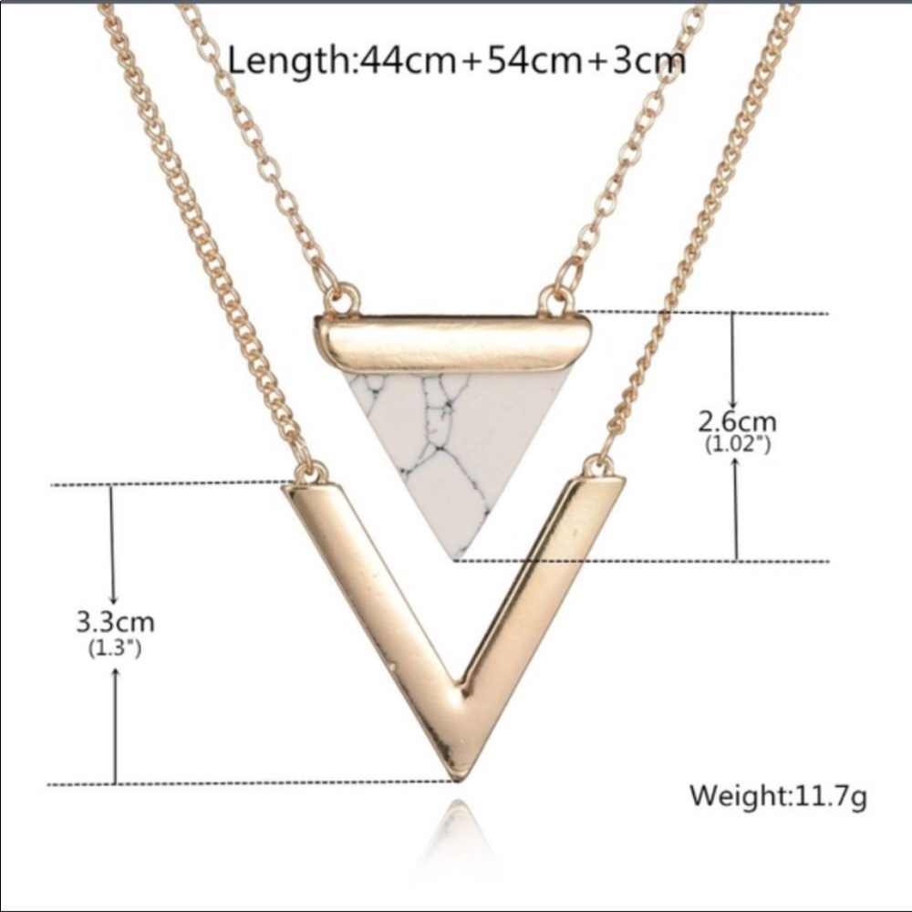 ✨Marble Triangle Layered Necklace✨ - Picture 3 of 4